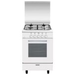 Glem GA551GWH - Cuisinière à gaz, 4 feux, four 60 L, 53 cm, classe B