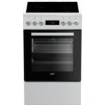 Beko FSE57302GWC - Cuisinière électrique, 4 feux, four 60 L, 50 cm, classe A