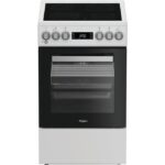 Whirlpool W5V5LCW - Cuisinière électrique, 4 feux, four 60 L, 50 cm, classe A