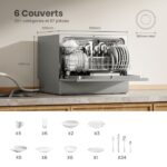Comfee CDWTT602ESD - Lave-vaisselle pose libre 55 cm, 6 couverts, 47 dB(A), classe D – Image 2