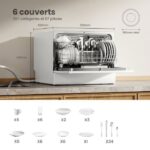 Comfee CDWTT602EWD - Lave-vaisselle pose libre 55 cm, 6 couverts, 47 dB(A), classe D – Image 2