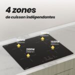 Firegas 4 foyers - Plaque à induction, 4 foyers, 59 cm, 7400 W – Image 3