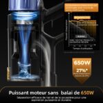 Proscenic P15A - Aspirateur balai sans fil, 75 000 Pa, 70 min, 59 dB(A) – Image 3