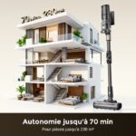 Proscenic PO20 -Sec/Humide - Aspirateur balai laveur, 80 000 Pa, 70 min, 59 dB(A) – Image 2