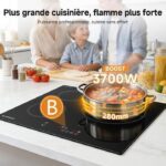 Amzchef 3 foyers 9 niveaux - Plaque à induction, 3 foyers, 52 cm, 7400 W – Image 2