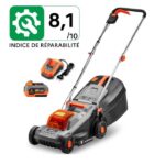 Fuxtec FX-E1RM20ECO-SET - Tondeuse sans fil, coupe 30 cm, jusqu'à 200 m², 20 V