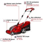 Einhell RASARRO 36/42 (2x5,2Ah) - Tondeuse sans fil, coupe 42 cm, jusqu'à 725 m², 1800 W, 36 V – Image 2