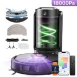Vactidy France Vactidy Cleanova W15 - Aspirateur robot laveur avec station, 18 000 Pa, 2600 mAh, 200 min